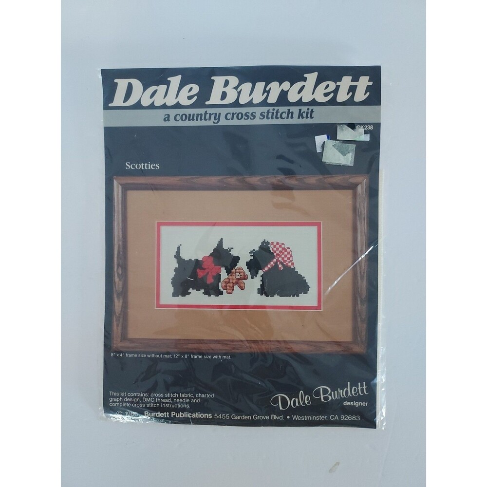 Vintage Dale Burdett A Cross Stitch Kit "Scotties" Dogs CK238 NEW - 1985